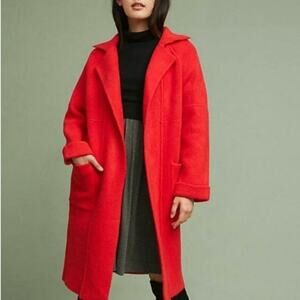 Anthropologie ELLIATT Thick Long Soft Knit Classic Red Coat Size M